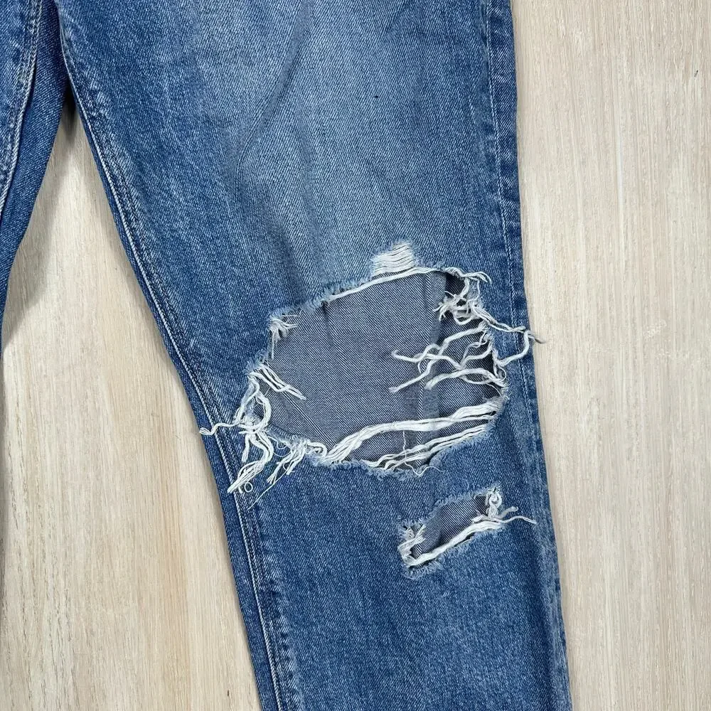 American Eagle Distressed Mom Jean Strigid High Rise Straight Casual Jeans 12